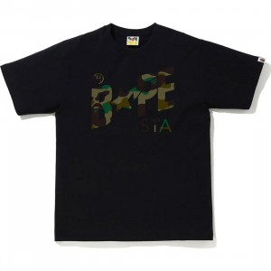 A Bathing Ape Men 1st Camo Bape Sta Logo Tee (black / green)