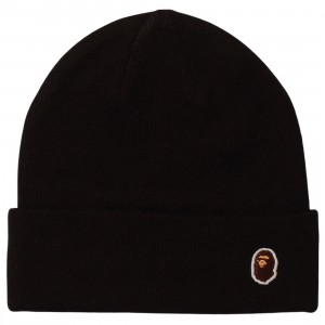 A Bathing Ape Ape Head One Point Knit Cap (black)