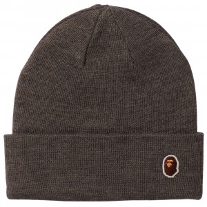 Set Ascending Direction Ape Head One Point Knit Cap (gray)