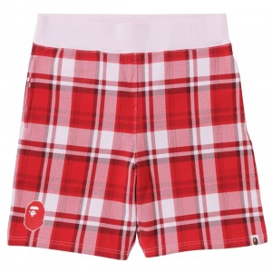 Cheap Cerbe Jordan Outlet x Asics Men Bape Check Gift Sweat Shorts (red)