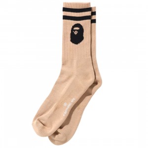 A Bathing Ape Men Ape Head Socks (beige)