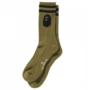 A Bathing Ape Men Ape Head Socks (olive / olive drab)