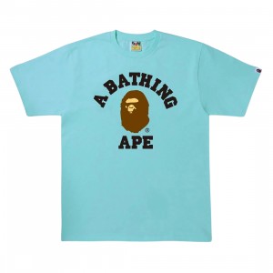 A Bathing Ape Men College Tee (blue / sax)