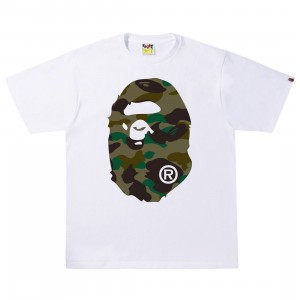 A Bathing Ape Men 1st Camo Big Ape Head Tee (white / green)