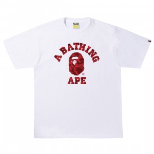 A Bathing Ape Men Color Camo A College Tee (white / red)
