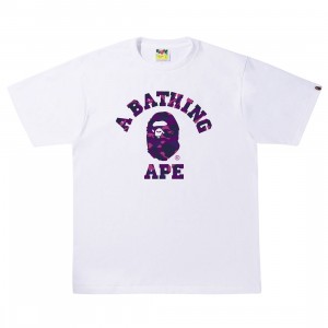 A Bathing Ape Men Color Camo A College Tee (white / purple)