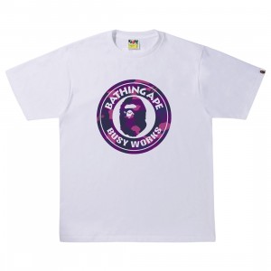 A Bathing Ape Men Color Camo A Busy Works Tee (white / purple)