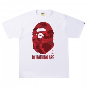 A Bathing Ape Men Color Camo A By Bathing Ape Tee (white / red)