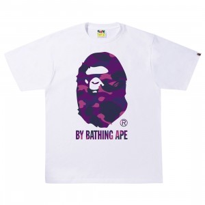 A Bathing Ape Men Color Camo A By Bathing Ape Tee (white / purple)