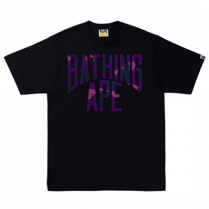 A Bathing Ape Men Color Camo A NYC Logo Tee (black / purple)