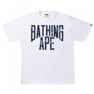 A Bathing Ape Men Color Camo A NYC Logo Tee (white / navy)
