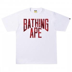 A Bathing Ape Men Color Camo A NYC Logo Tee (white / red)