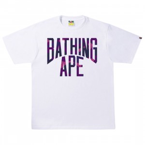 A Bathing Ape Men Color Camo A NYC Logo Tee (white / purple)