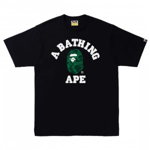 A Bathing Ape Men Color Camo C College Tee (black / green)