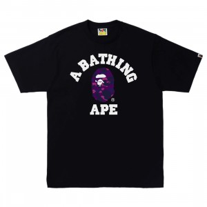 A Bathing Ape Men Color Camo C College Tee (black / purple)