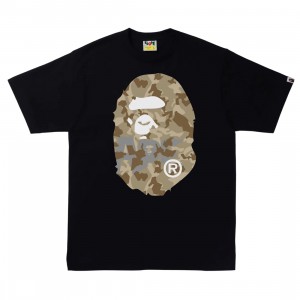 A Bathing Ape Men Sand Camo Big Ape Head Tee (black / beige)