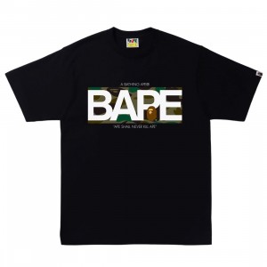 A Bathing Ape Men 1st Camo Bape Logo Tee (black / green)