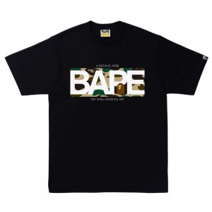A Bathing Ape Men 1st Camo Bape Logo Tee (black / yellow)