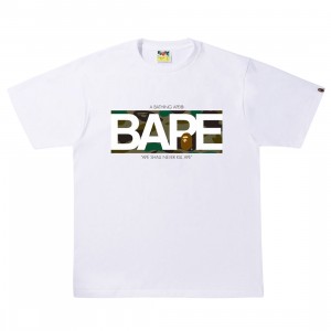 A Bathing Ape Men 1st Camo Bape Logo Tee (white / green)