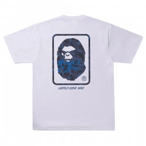 A Bathing Ape Men Sand Camo Mad Face Tee (white / navy)