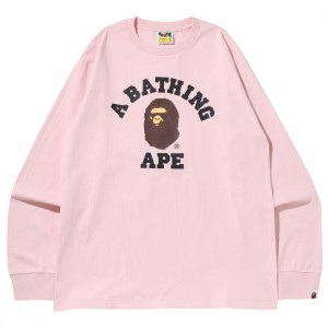 A Bathing Ape Men College Long Sleeve Tee (pink)
