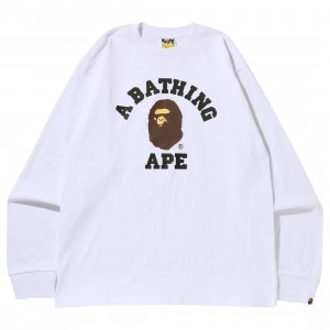 A Bathing Ape Men College Long Sleeve Tee (white)