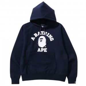 A Bathing Ape Men Classic College Relaxed Fit Pullover Hoodie (navy)