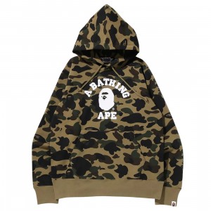 A Bathing Ape Men 1st Camo College Pullover Hoodie (green)