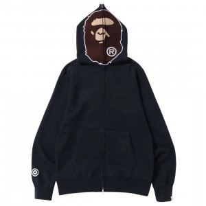 A Bathing Ape Men Overdye 2nd Ape Full Zip Hoodie (black)