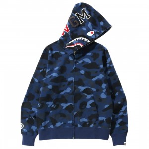 mens and womens nike air force 1 low 07 white Men Color Camo Shark Full Zip Hoodie (navy)