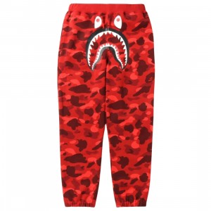 A Bathing Ape Men Color Camo Shark Sweat Pants (red)