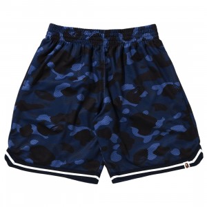 A Bathing Ape Men Color Camo Wide Fit Basketball Shorts (navy)