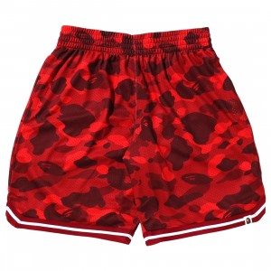 A Bathing Ape Men Color Camo Wide Fit Basketball Shorts (red)