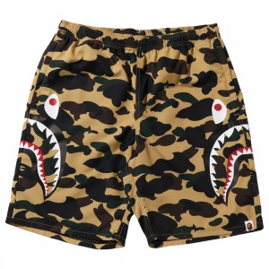 A Bathing Ape Men 1st Camo Side Shark Beach Shorts (yellow)