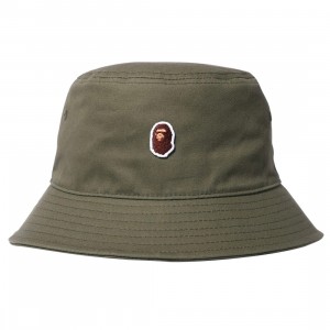 A Bathing Ape Ape Head One Point Bucket Hat (olive / olive drab)