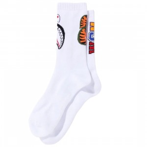 A Bathing Ape Men Shark Socks (white)