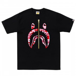 A Bathing Ape Men ABC Camo Shark Tee (black / pink)