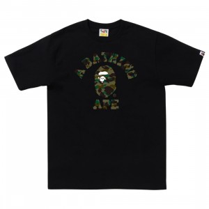 A Bathing Ape Men 1st Camo College Tee (black / green)