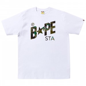 A Bathing Ape Men 1st Camo Bape Sta Logo Tee (white / green)
