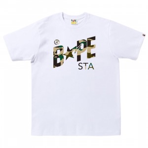 A Bathing Ape Men 1st Camo Bape Sta Logo Tee (white / yellow)