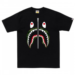 A Bathing Ape Men Color Camo Shark Tee (black / green)