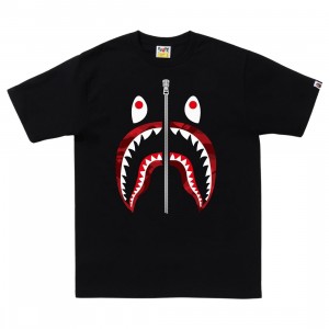 A Bathing Ape Men Color Camo Shark Tee (black / red)