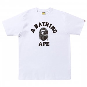 A Bathing Ape Men Grid Camo College Tee (white / black)