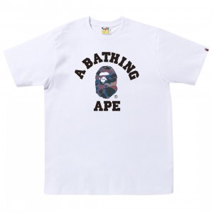 A Bathing Ape Men Grid Camo College Tee (white / purple)