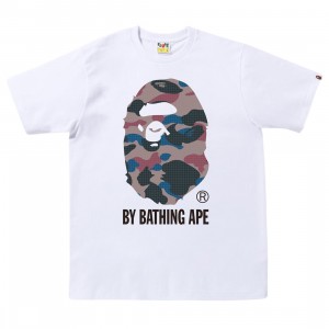 A Bathing Ape Men Grid Camo By Bathing Ape Tee (white / purple)