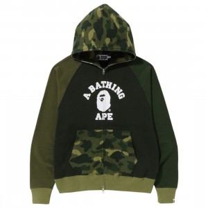 A Bathing Ape Men Color Camo Relaxed Fit Full Zip Hoodie (green)