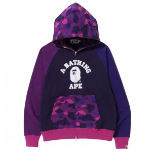 A Bathing Ape Men Color Camo Relaxed Fit Full Zip Hoodie (purple)