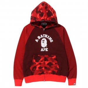 A Bathing Ape Men Color Camo Relaxed Fit Full Zip Hoodie (red)