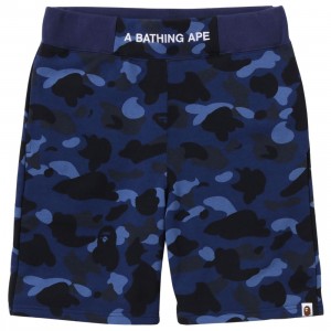 A Bathing Ape Men Color Camo Sweat Shorts (navy)