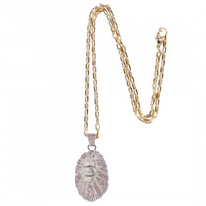 A Bathing Ape Ape Head Crystal Stone Necklace (brown)